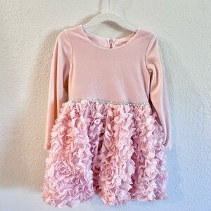 Nannette Pink Velvet Formal Toddler  Dress